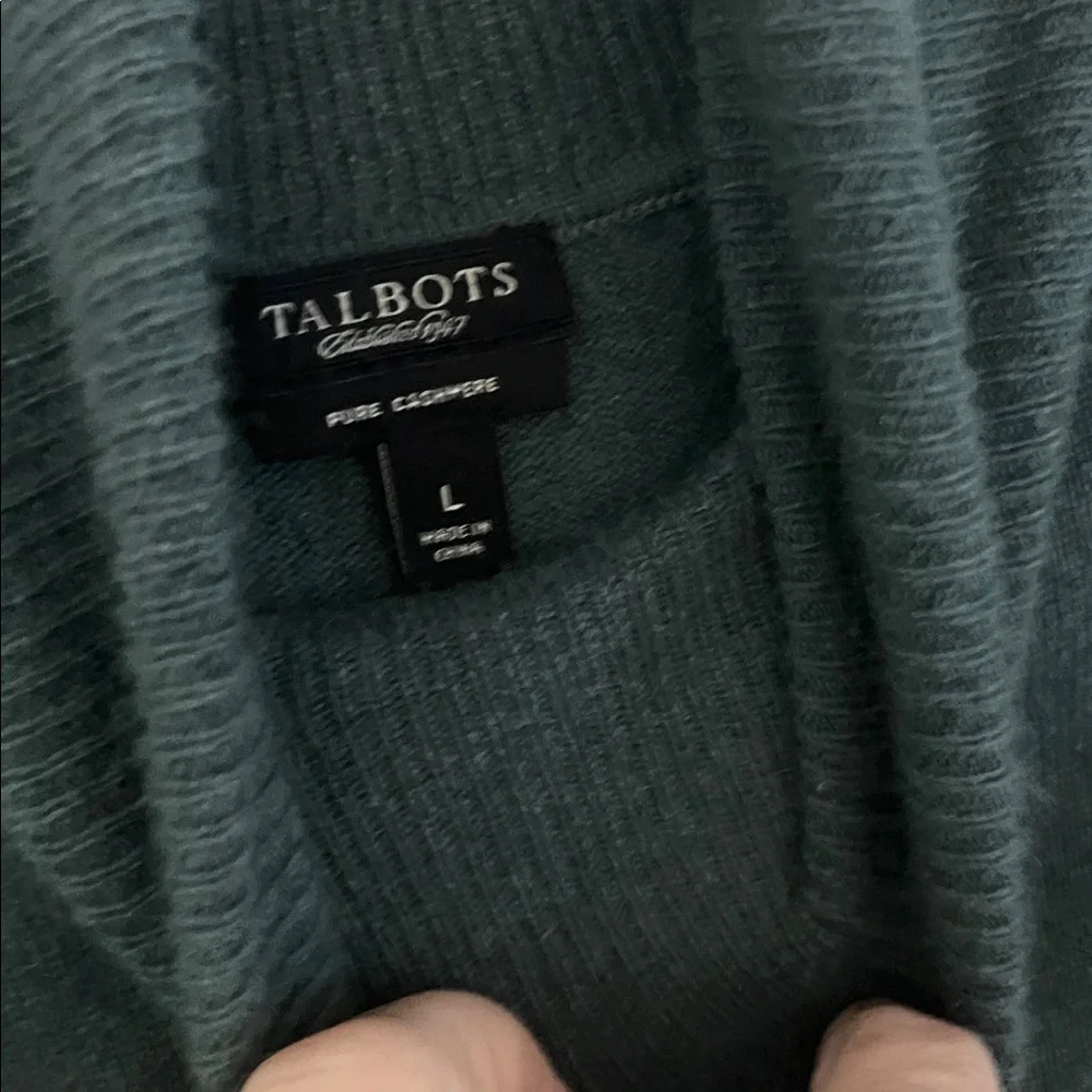 Talbots Large Cashmere Turtleneck Sweater Green